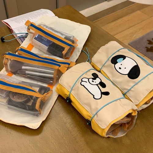 큐티퍼피 4in1 메쉬 여행용 화장품 파우치