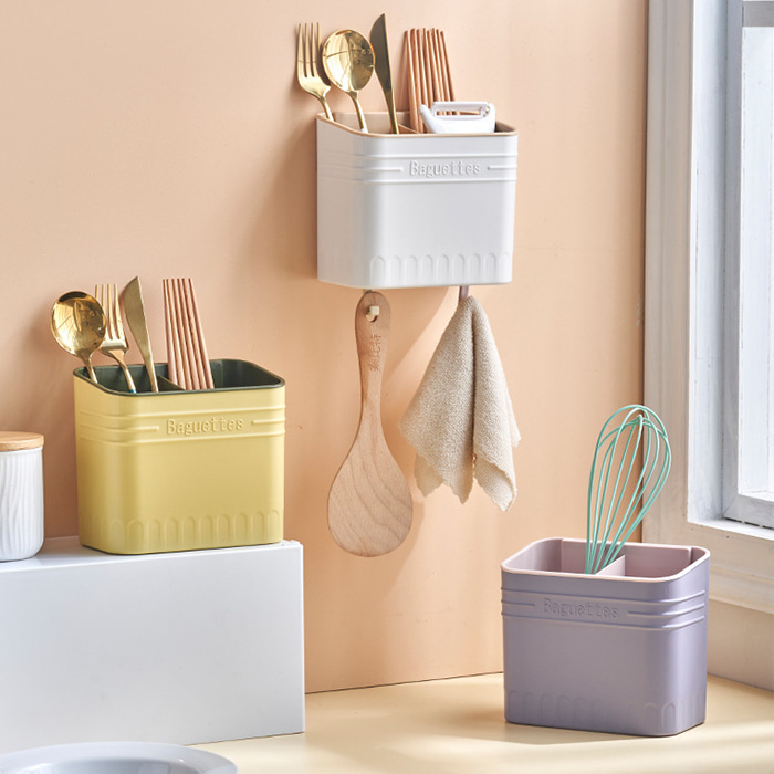 클린 물빠짐 수저통 사각