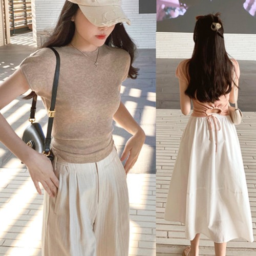 여리한 잔골지 백오픈니트