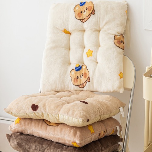 도톰한 극세사 곰돌이 사각쿠션방석