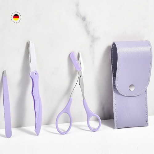 깔끔눈썹 정리 3종세트(숱가위+눈썹칼+트위저+가죽케이스)