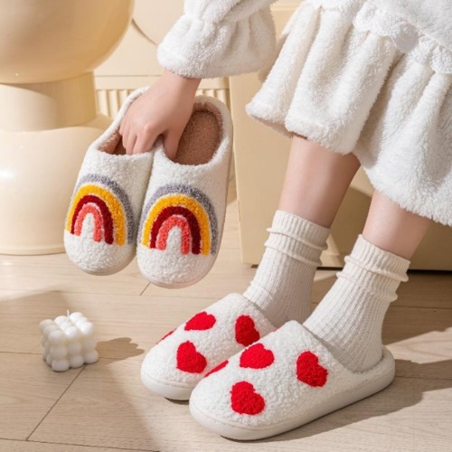 무지개앤하트 뽀글 방한슬리퍼