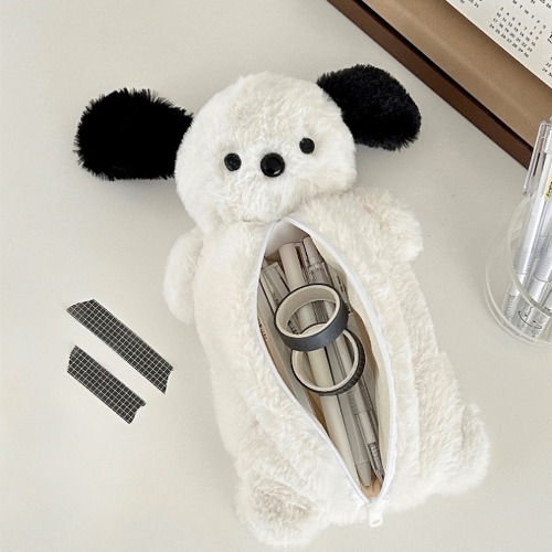 하얀 귀여운 강아지필통