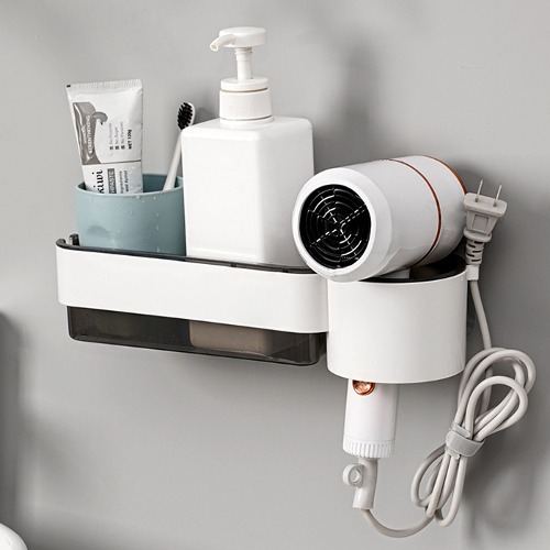 올인원 무타공 욕실 드라이기 거치 화장실 선반