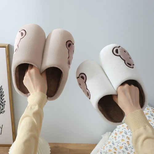 곰돌이 극세사 방한 털실내화