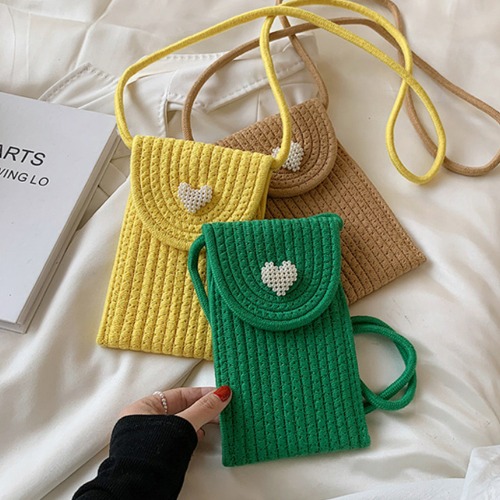 하트진주 니트 핸드폰백
