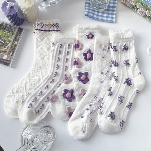 퍼플 여성양말 5개세트