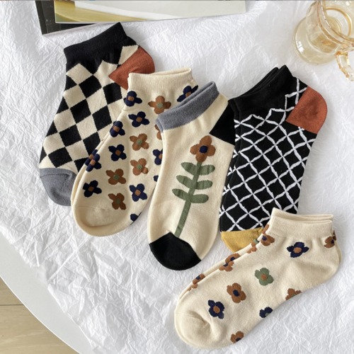 체코 가을컬러 반목양말 5개세트