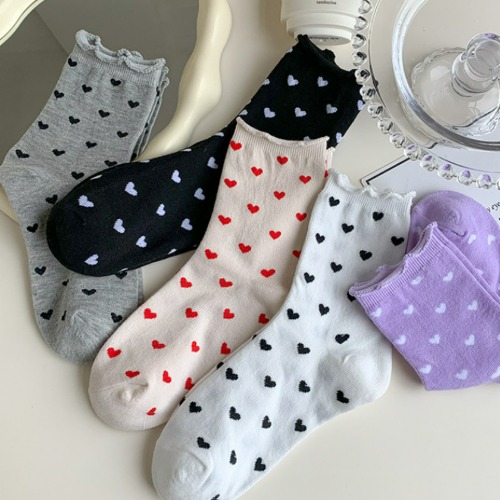 하트가뿅뿅 무압박 돌돌이양말 5개세트
