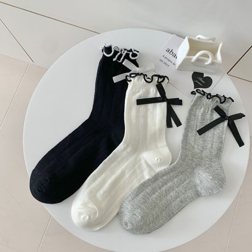 발레코어 여리감성 중목양말 3개세트