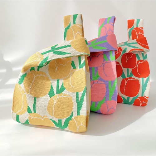 튤립 니트 미니 토트백