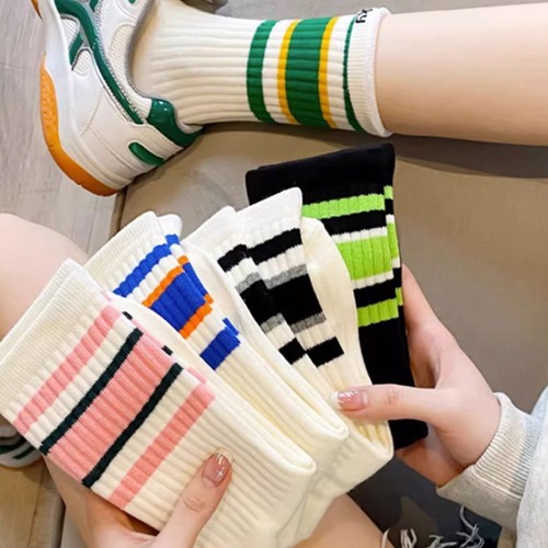 스포티 배색 중목양말 5개세트