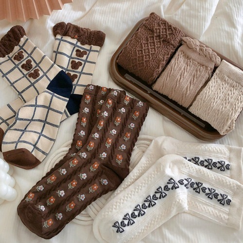 토끼꽃밭 니트골지양말 8개세트