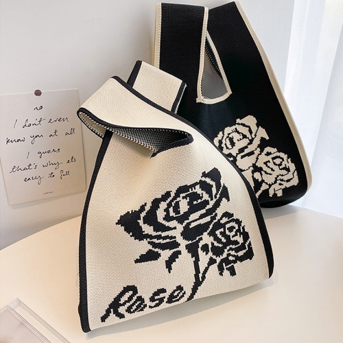 장미 탄탄 미니 니트백