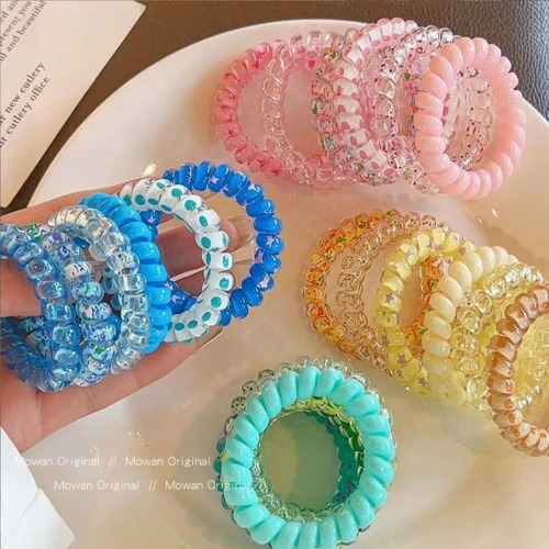 아쿠아컬러풀 전화선헤어끈 6개세트