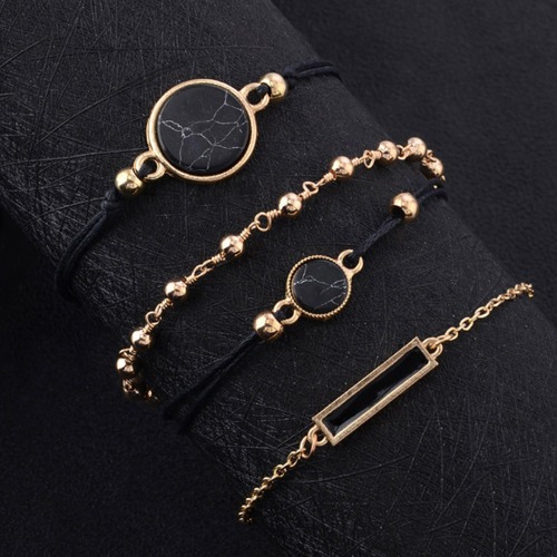 시크블랙 레이어드팔찌 4개세트