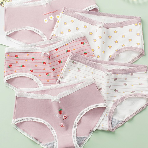 여성 스트로베리 면팬티 5종 세트