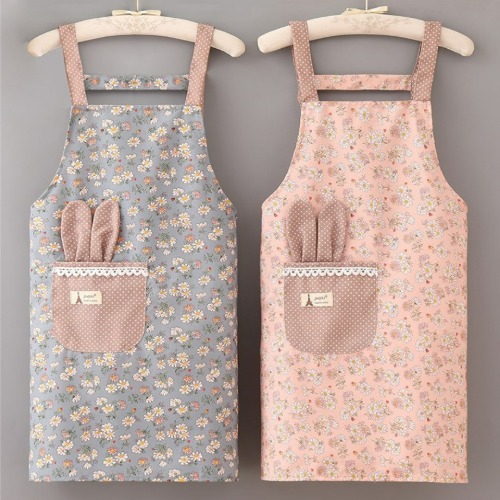 방수 래빗 플라워 앞치마