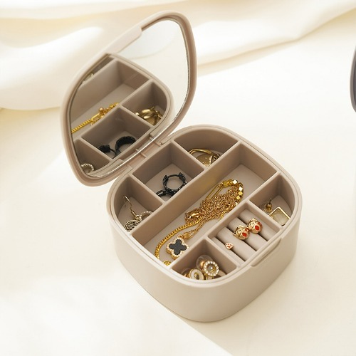 깔끔 여행용 휴대용 2단 거울 보석함