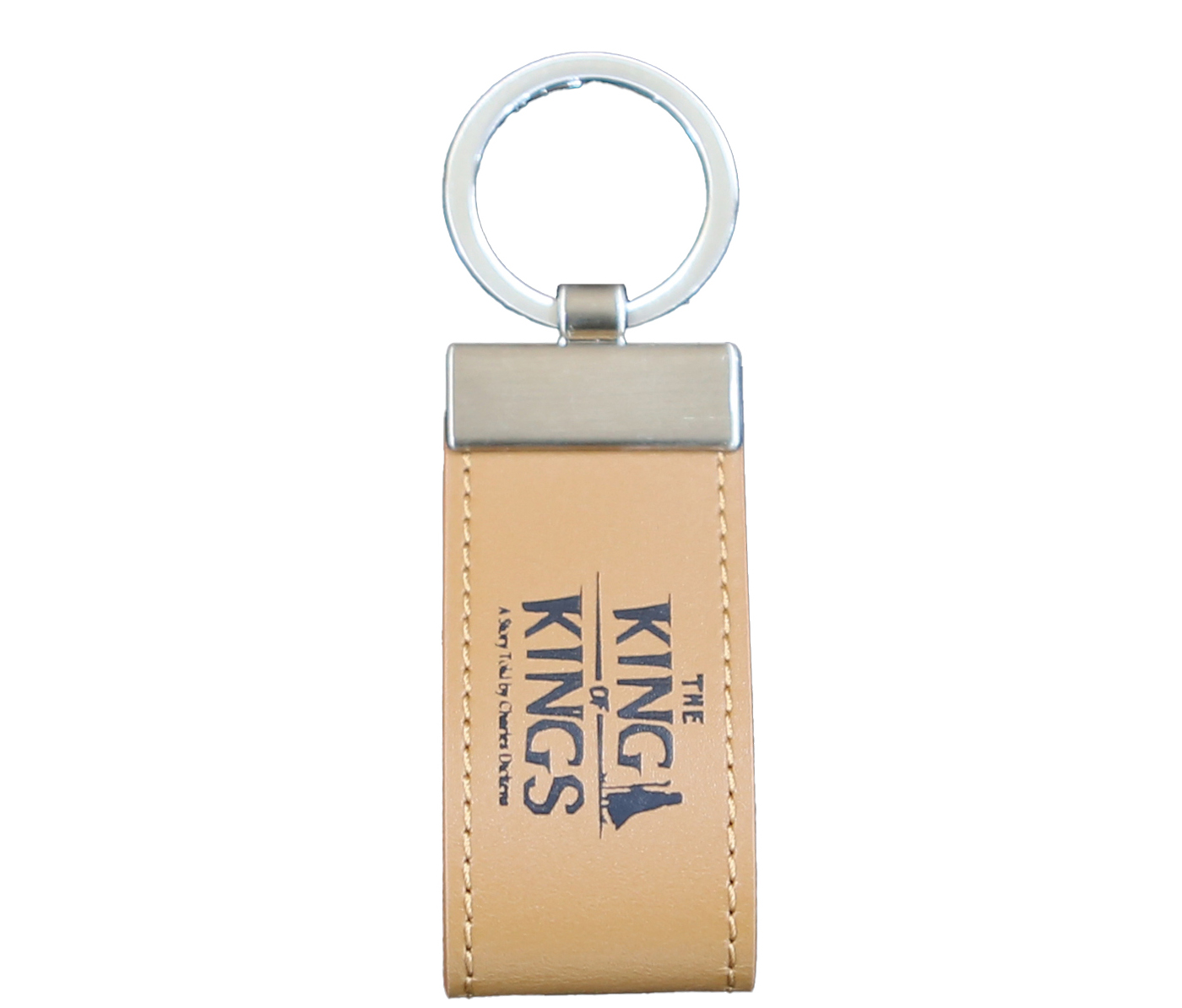 LOGO형 천연 소가죽 키링 - 브라운