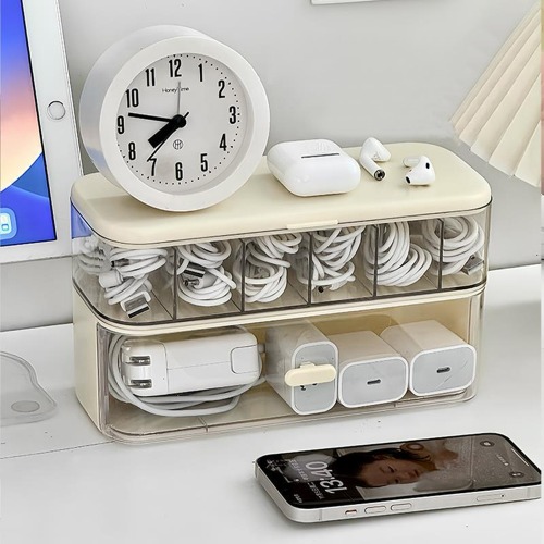 깔끔한 2단 다용도 아크릴 이어폰 USB 케이블 정리함