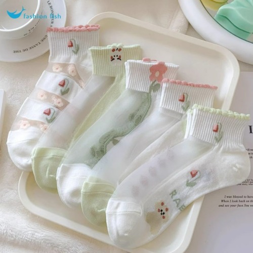 파스텔톤 상큼 시스루양말 5개세트