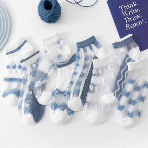 한여름 시스루블루 양말 8개세트